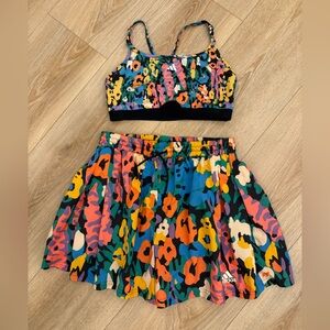 Adidas Multicolor Abstract Aeroready Set Bra and Shorts Size S